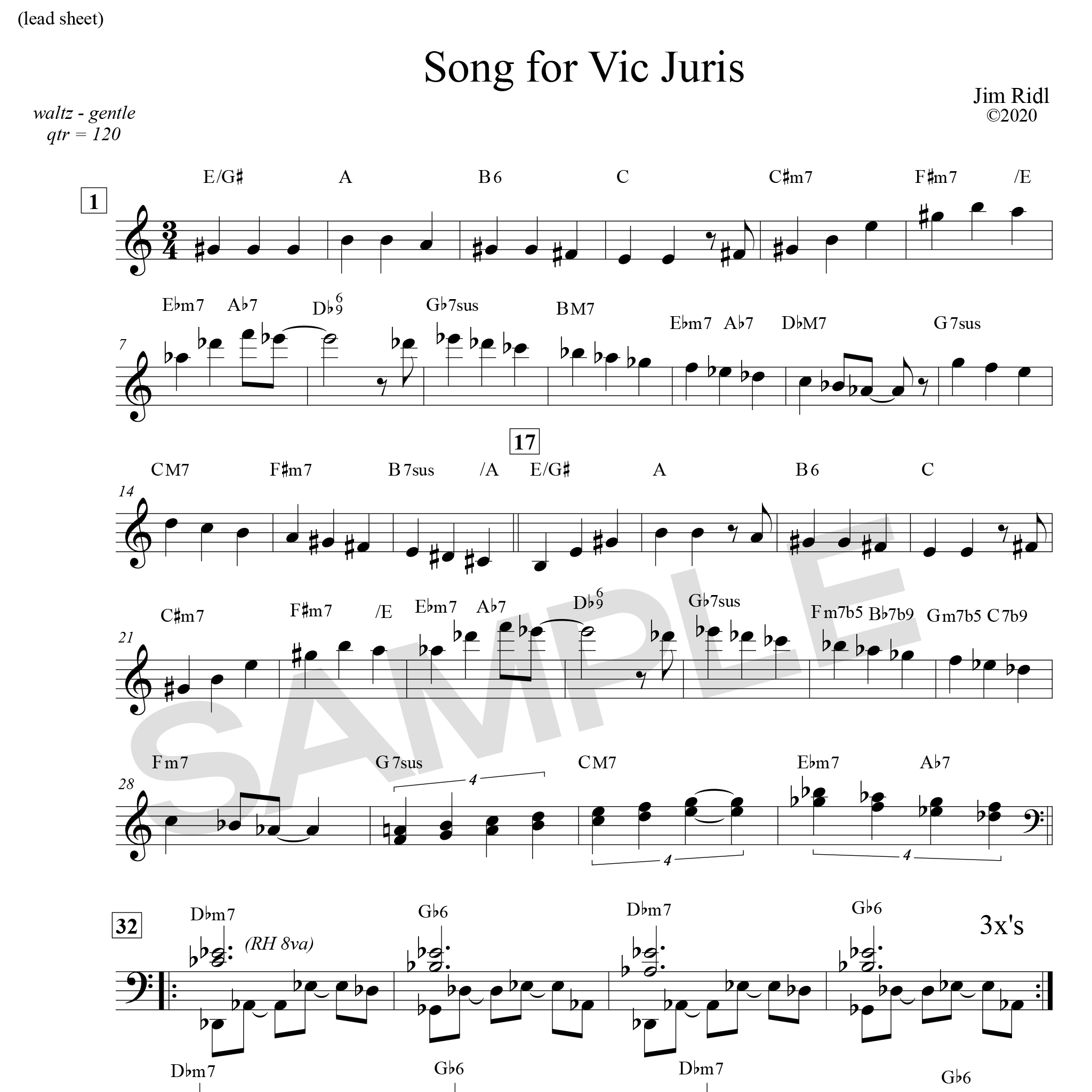 Song for Vic Juris - sheet music